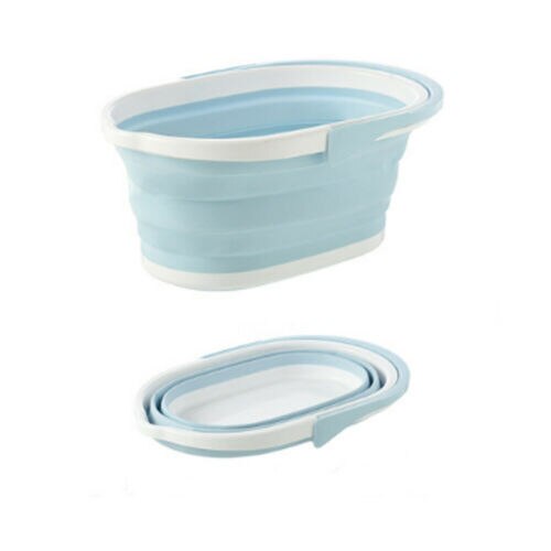 Home Buckets Foldable mop bucket collapsible wash basin sink with handle collapsible bucket Portable: Blue