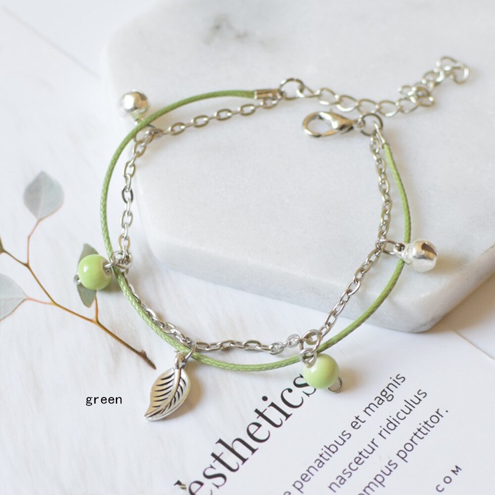 Flerlags koreansk klokke nylon reb porcelæn perle armbånd søde smykker tilbehør til studerende og teenagere til kvinder: 6