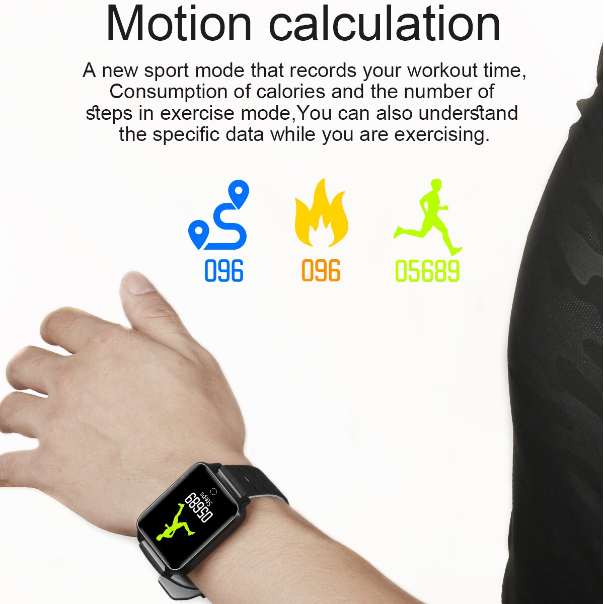 Armband kleurenscherm hartslag bloeddrukmeter beweging volgen  ip68 waterdichte dames & heren smart sporthorloge