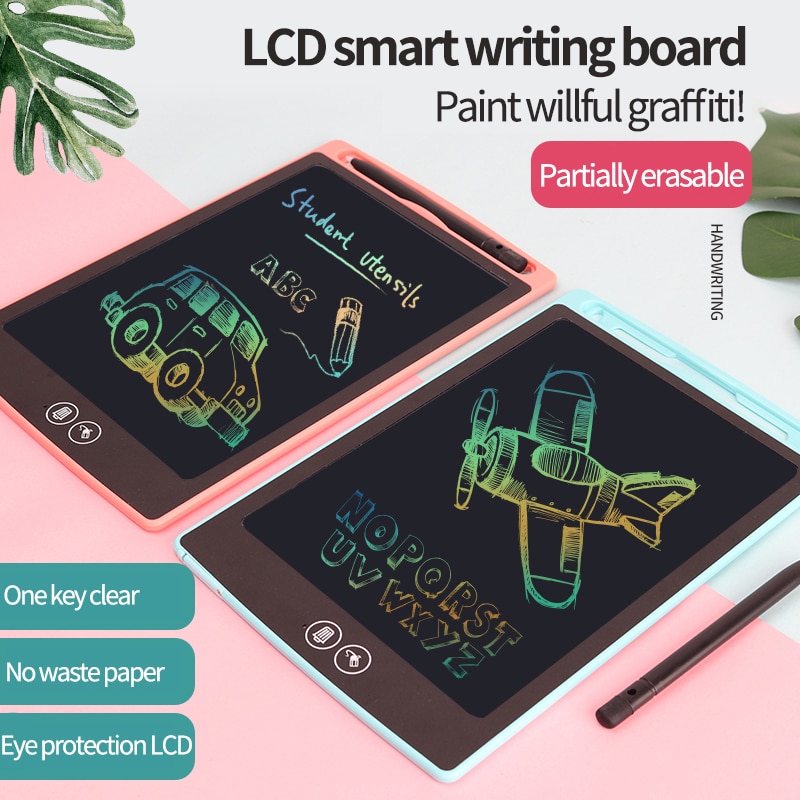 Delvis slettbar 10''lcd skrivebrett digitalt nettbrett for tegnebrett for barn digital skrivepenn 12 tommer