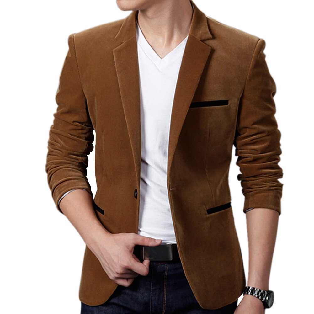 Mens Blazer Säcke Jacken für Männer Blazer Anzug Jacken Schlank Mäntel Masculino Kleidung veste kostüm hommeJ55: Kakifarbig / XXL