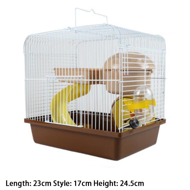 Cage métallique en forme de Villa à Double étage avec bol d&#39;alimentation, jouet de patinage à roulettes, petit château, Cage Hamster à Double étage: A-2