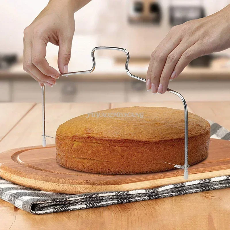 Double Line Cake Cut Slicer Adjustable Stainless Steel Wire Cake Slicer Bread Divider Kitchen Accessories Cake Baking Tools
