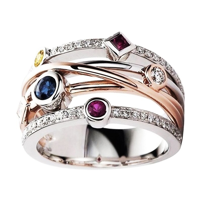 Gioielli YL anelli delicati colorati con zirconi cubici per donna fedi nuziali moda croce geometrica CZ anelli da ballo