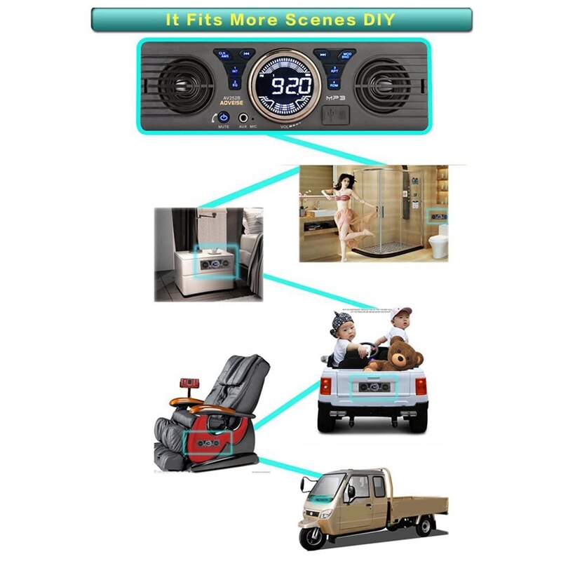 Universal 1 Din In-Dash Car Radio Audio Player Built-In 2 Speaker Stereo FM Support Bluetooth With USB/TF Card Port