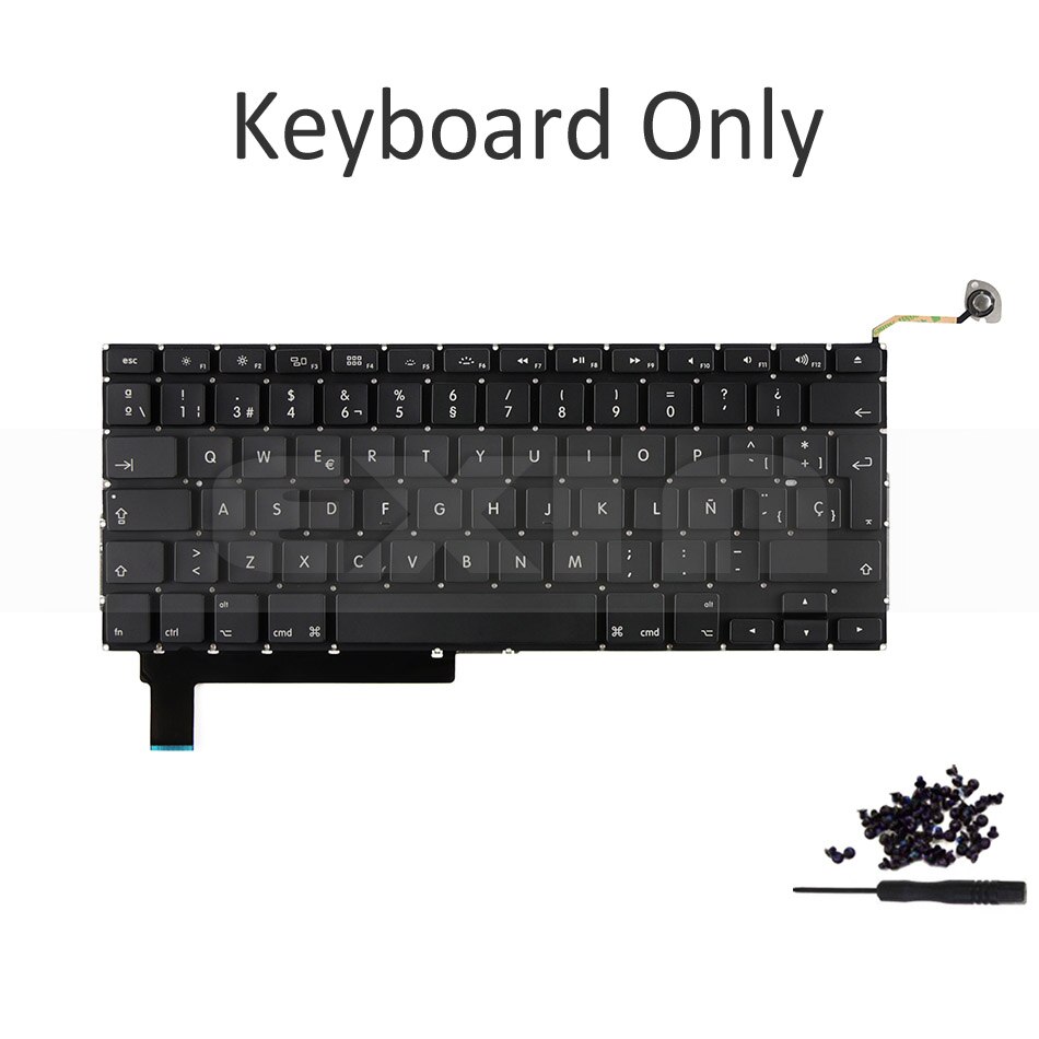 Laptop A1286 Keyboard Spanish for Macbook Pro 15'' A1286 Spain Spanish SP Keyboard+Backlight Backlit+Screws Year: Black