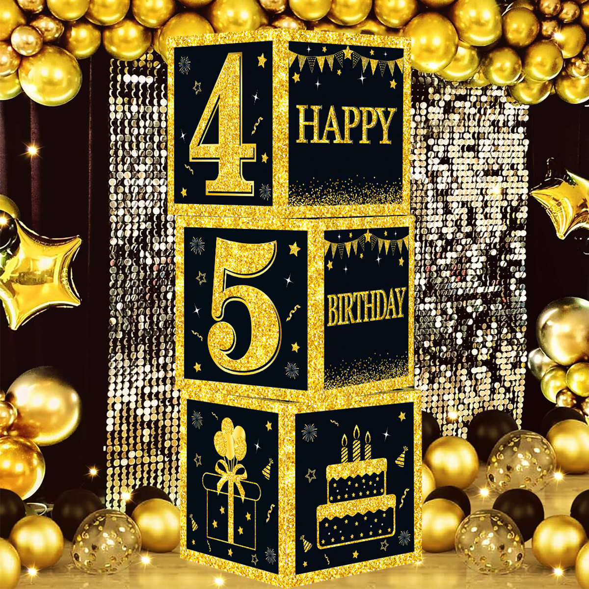 Zwart Goud Verjaardag Nummer Papier Doos Gelukkig 18 30 40 50 60 Jaar Oude Verjaardagsfeestje Decoratie Kinderen Volwassen Verjaardagsfeestje levert