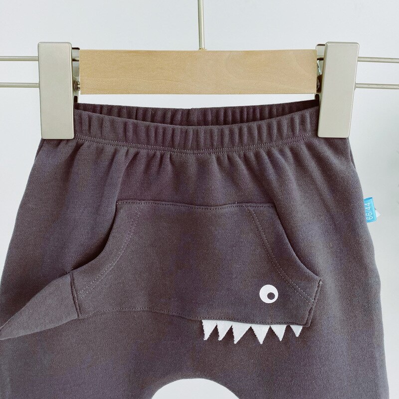 3 - 24M Baby Clothe Shark Shape Dark Gray Pants for Boys Casual Spring and Autumn Children Cotton Outer Harem Pants