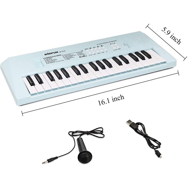 Bigfun Kids Keyboard Piano, 37 Toetsen Voor Muziekinstrument Speelgoed