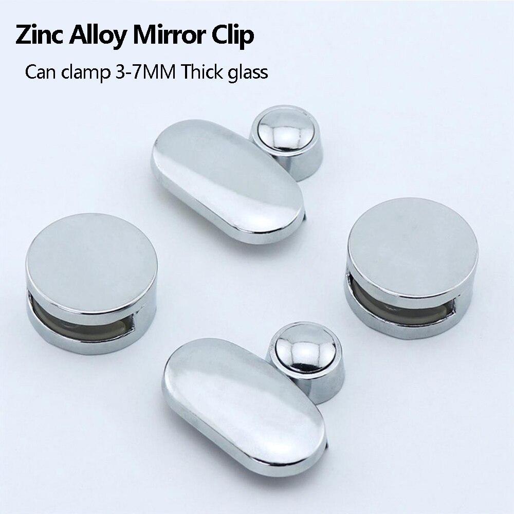 Zinklegering rundt ovalt fastgørelsesklip glas spejl fastgørelsesbeslag toilet badeværelse spejl fastgørelse tilbehør