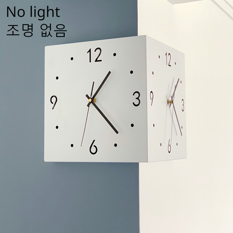Reloj de pared de esquina con Sensor de luz , reloj de pared cuadrado Simple de doble cara con escala de números arábigos, reloj de pared analógico silencioso: royal blue
