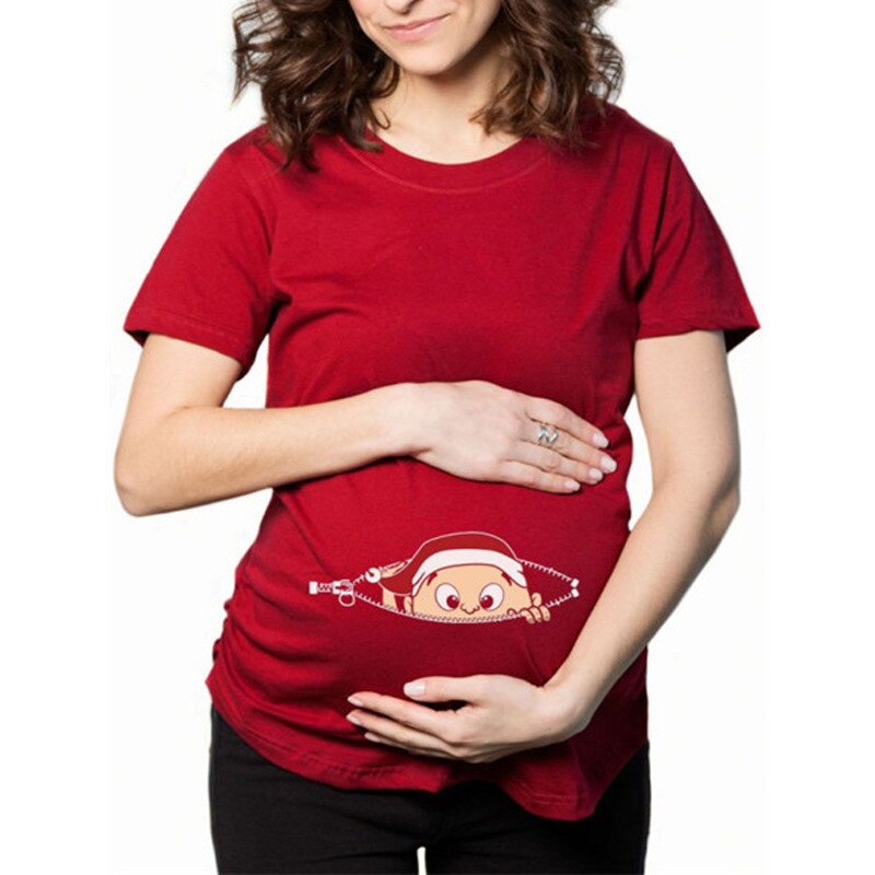 Pregnant Woman Breastfeeding Clothes Maternity Baby Peeking T Shirt Pregnancy Tee Expecting Mothers Tops Shirt Mom Tshirt