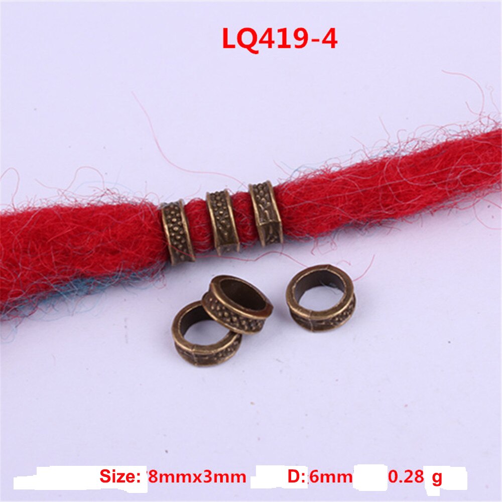 10Stck retro Silber Metall Haar flechten Furcht Dreadlock Bart Perlen Ringe Rohr ca 6mm Innen See Schmuck 15 stil: LQ419-4