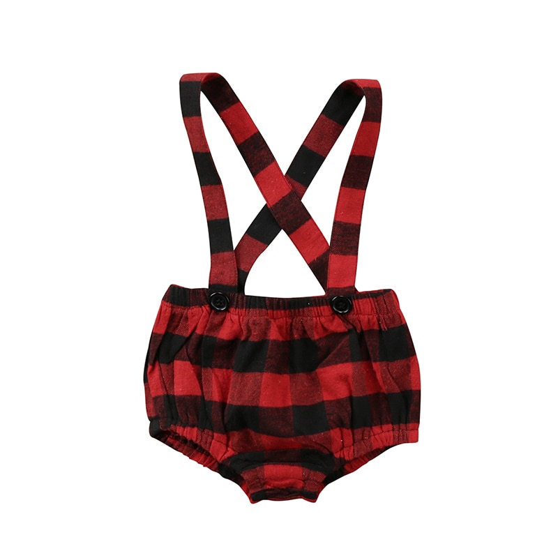 Red Plaid Newborn Toddler Kids Baby Boy Girl Summer Suspenders Brace Pants Shorts Bib Pant Clothes 0-3Y