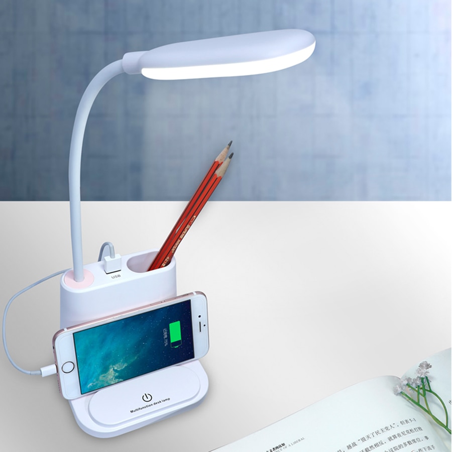 Touch Dimmable LED Desk Lamp Flexible USB Rechargeable Adjustment Table Light for Children Kids Reading Study Bedside Bedroom