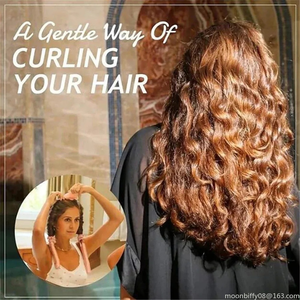 Diadema con varilla rizadora sin calor, cinta para rizos de seda sin calor, rodillos para el cabello, diadema suave para dormir, rizadores de pelo perezosos, herramientas de peinado