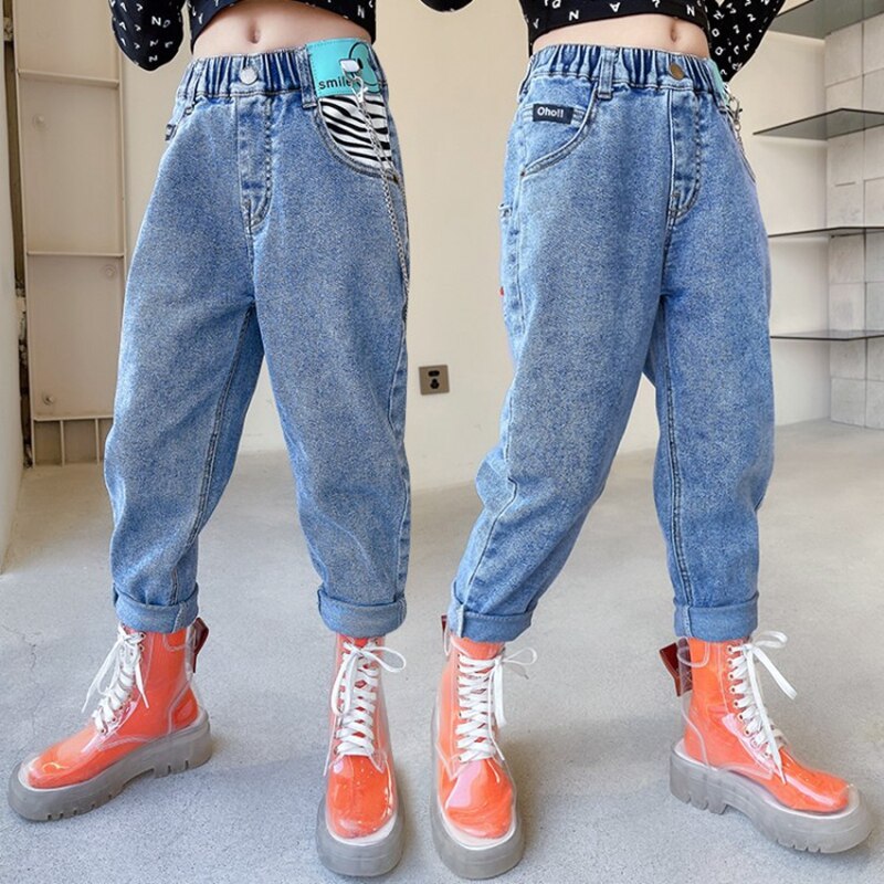 Pantalones vaqueros informales para niña y niño, Pantalón pitillo holgado para correr de 4, 5, 6, 7, 8, 9, 10, 11, 12 y 13 años, Primavera
