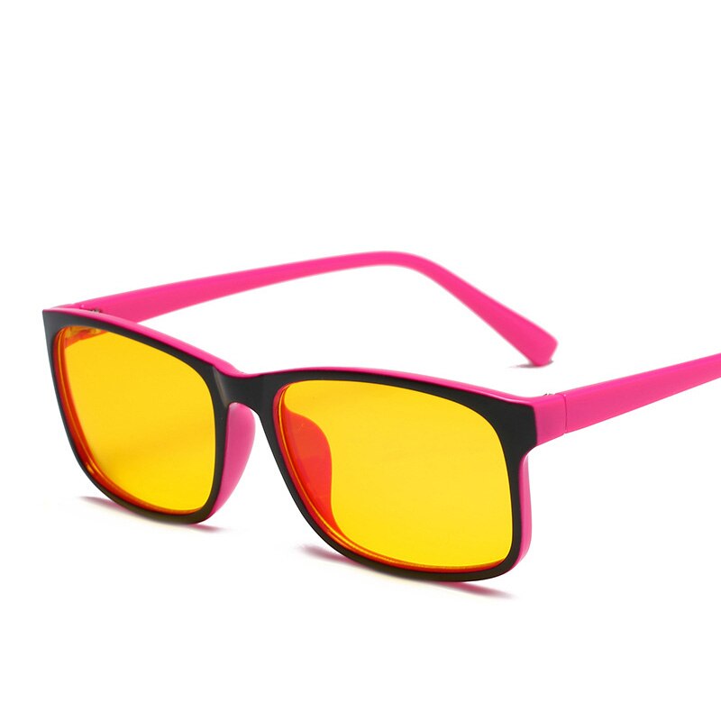 Elbru Vierkante Brilmonturen voor Mannen Vrouwen Anti Blauw Licht Computer Gaming Bril Clear Geel Lens Nachtzicht Brillen: T17