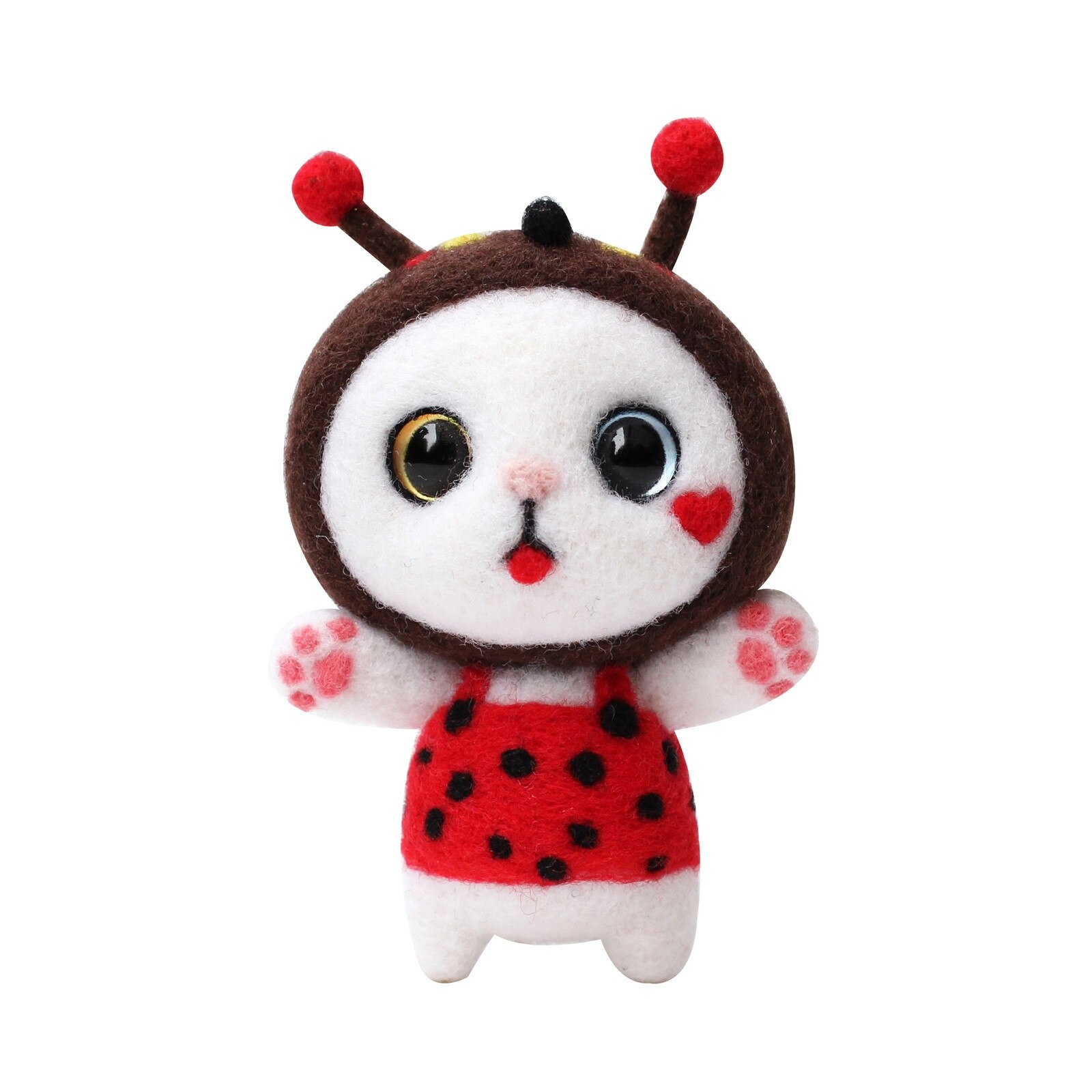 Cute Cat Pattern Handmade DIY Poke Wool Felts Material Production Package Felt Craft Poked Kitting Non-Finished DIY F: B
