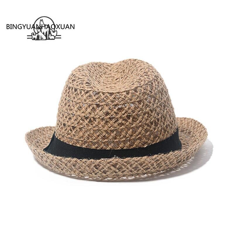 BINGYUANHAOXUAN Zomer Stijl volwassen Zonnehoed Strand Hoed Fedora Trilby Straw Zonnehoed Panama Hoed Gangster Cap Fit Voor Meisje Vrouwen