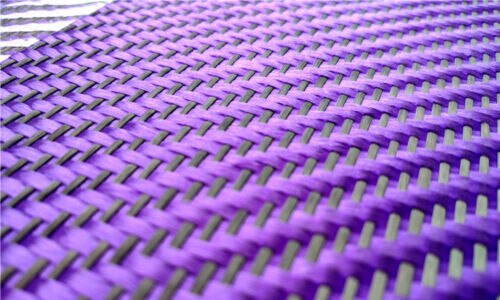 Tissu en Fiber de carbone mélangé, 230 g/m², aramide, violet et noir