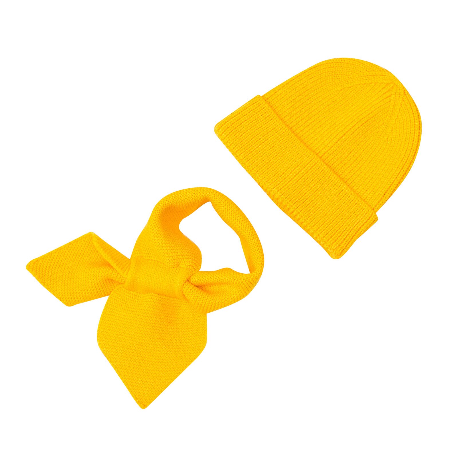 Muqgew Kinderen Muts Sjaal Pak Herfst Winter Knitteed Kids Muts Sjaal Set Katoen Meisjes En Jongens Hoeden Hals Kinderen sjaal: Yellow