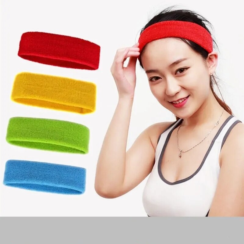 Katoen Sport Hoofdband Zweetband Voor Mannen Vrouwen Unisex Yoga Haarband Gym Stretch Head Bands Sterke Elastische Fitness Basketbal Band