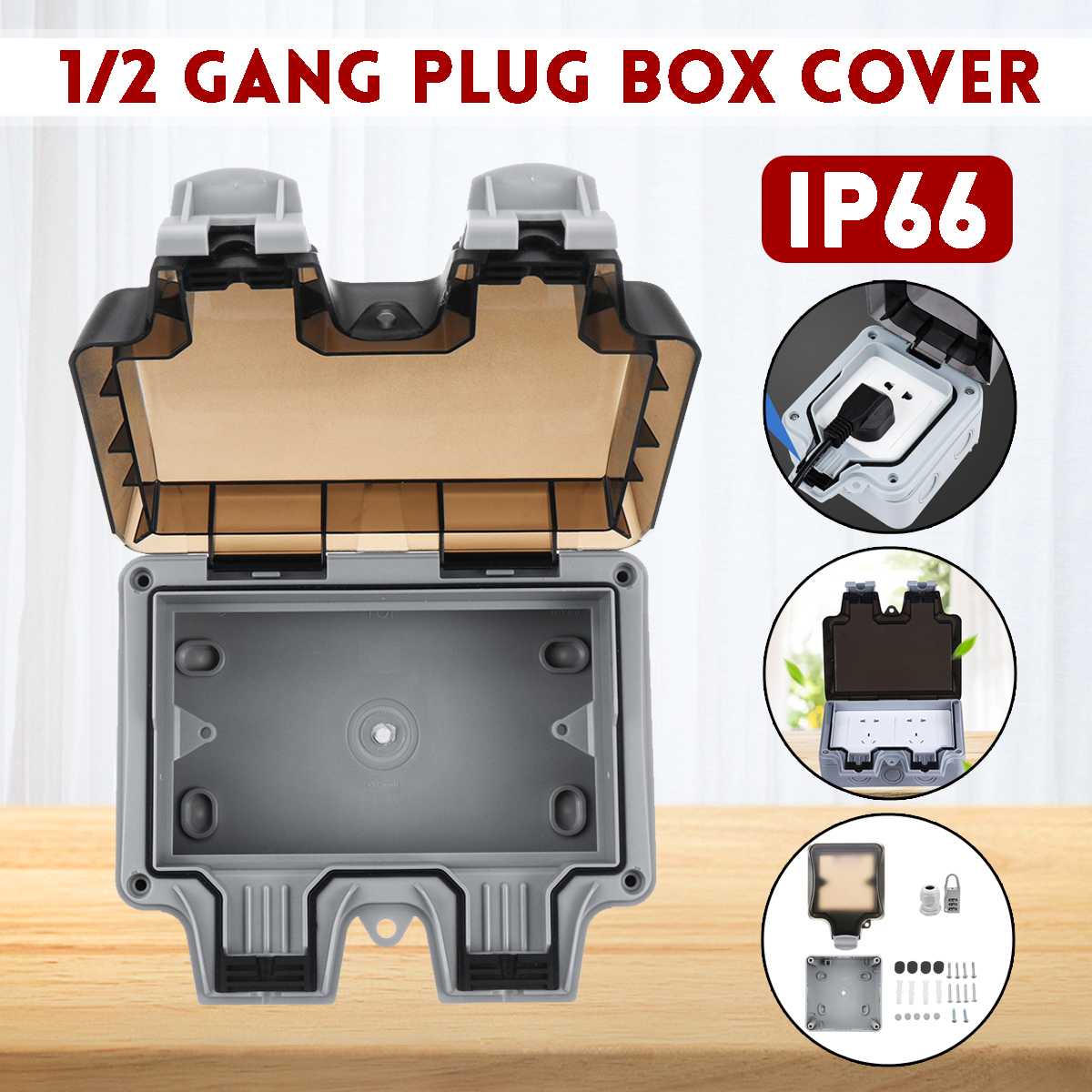 1/2 Gang Electric Plug Box Cover Safety Socket Protector Splash Box Waterproof