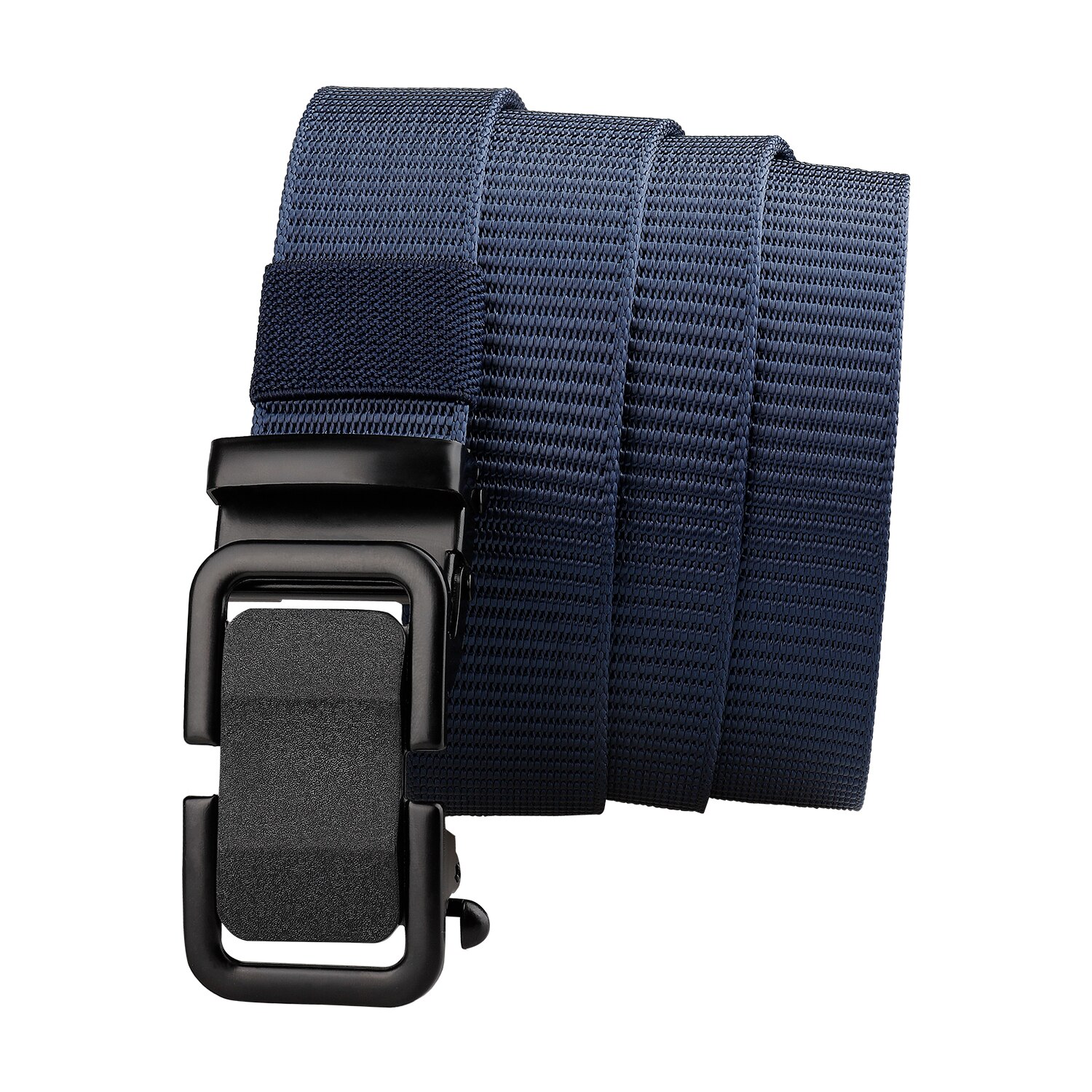 Men's belt canvas nylon alloy buckle leisure sports comfort belt one button unlock men's and women's 125cm: blue
