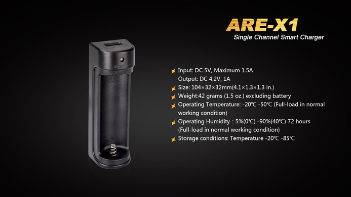 Fenix ARE-X1 1 Slot Intelligente Lithium Batterij Oplader Voor 18650 26650 Batterij