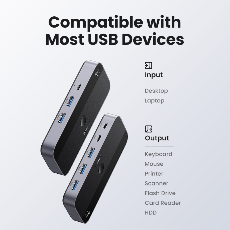 Ugreen usb kvm-switch usb 3.0- switch kvm-switch för pc tangentbord mus skrivare 2 st delning 4 enheter usb-switch