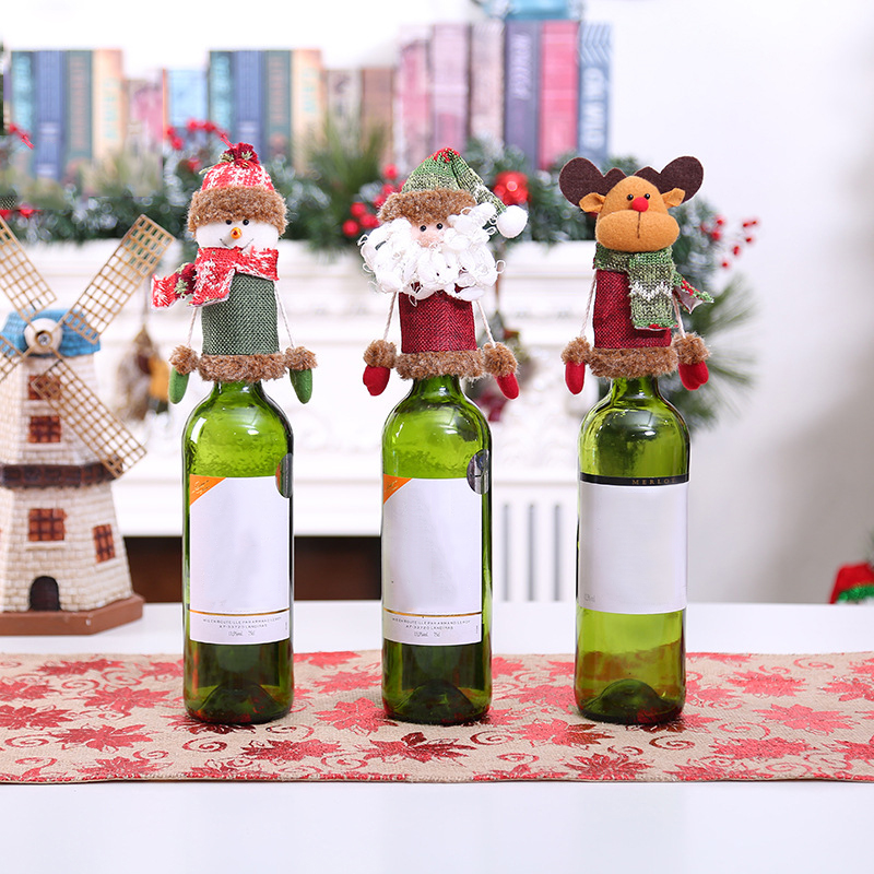 Housse De Bouteille De Vin Noël - Cache-Bouchon Décoratif Réutilisable - Pour Fêtes Et Repas De Fin D'Année - 6
