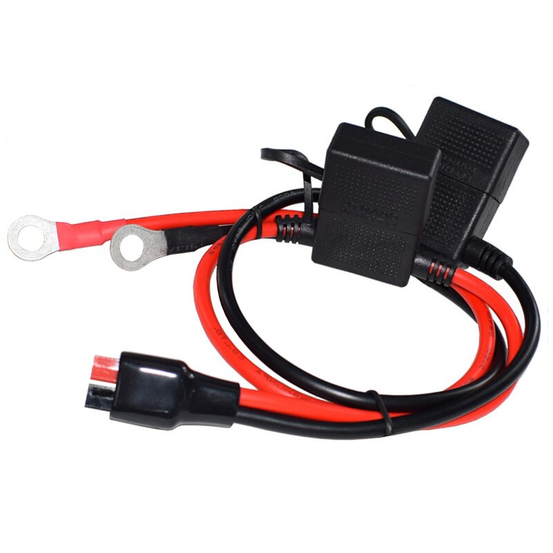Portafusibles doble estilo ATC positivo/negativo, con terminales de anillo, con conectores 45A, cable de calibre 10 De 2 pies.