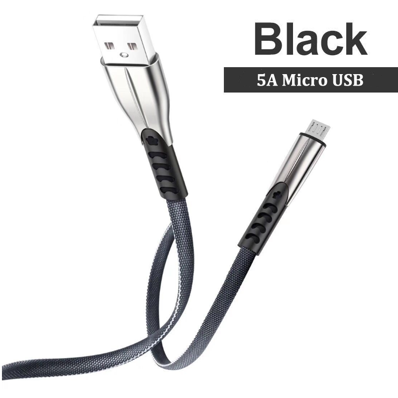 5A USB Tipo-C Veloce di Ricarica di Sincronizzazione di Dati del Cavo Micro USB Per Samsung S10 S9 S8 + S7 S6 bordo Nota 4 5 8 9 10 Pro In Lega di Zinco Cavo: Black For Micro USB