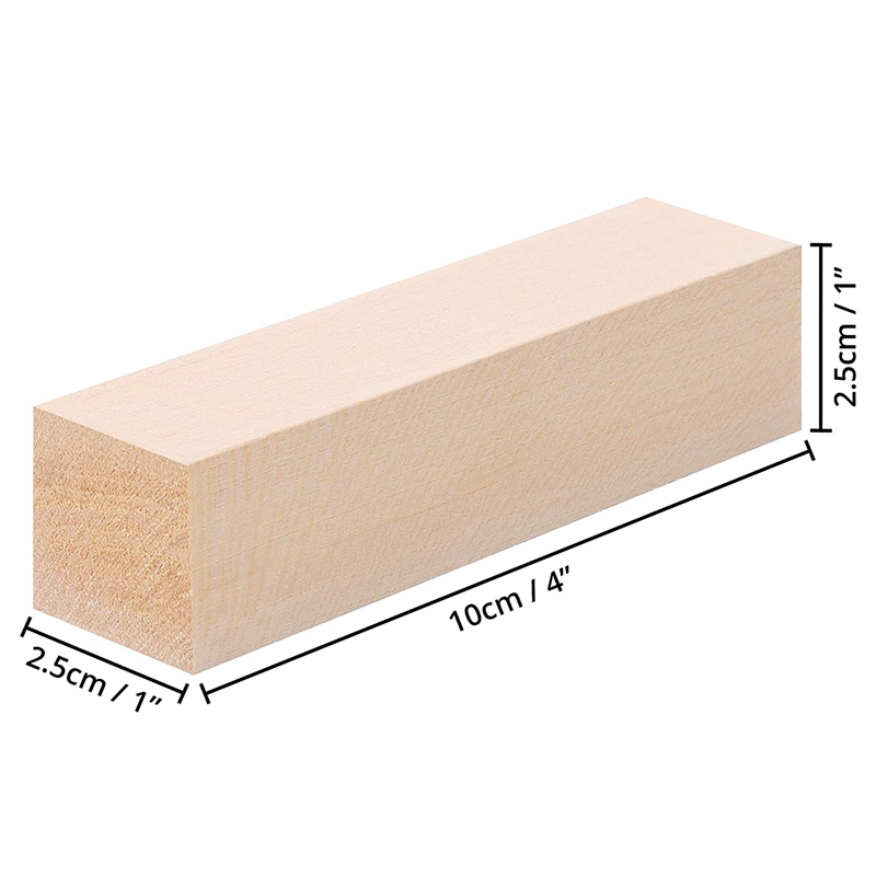 JHD-Large Carving Wood Blocks (10 Pack) 4 X 1 X 1 Inches Unfinished Basswood Project Craft Kit DIY Hobby Set For Beginners