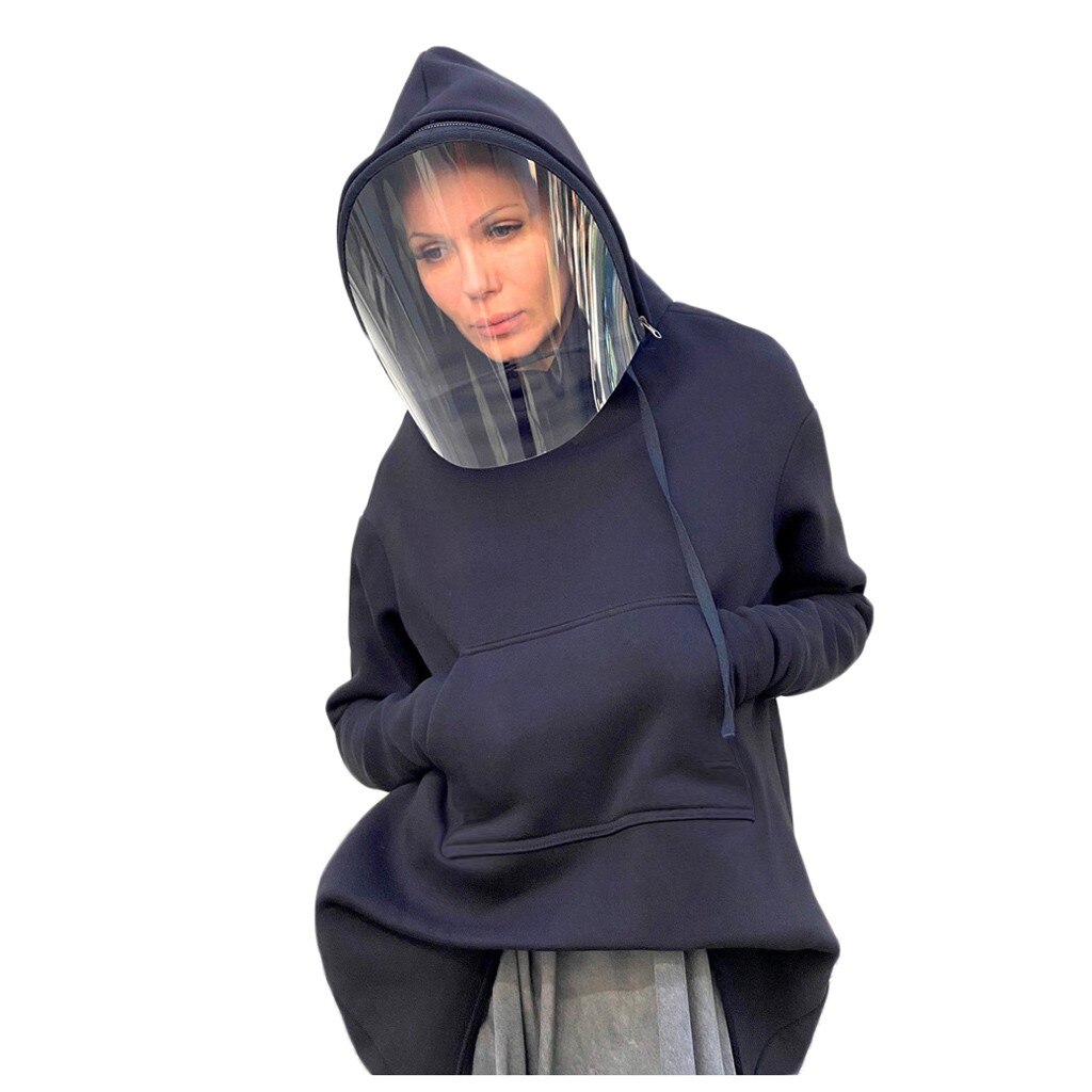 Escudo con capucha sudadera asimétrica de forro polar de cara completa que cubre la cremallera superior para sudaderas con capucha sudadera de manga larga calidez básica de invierno