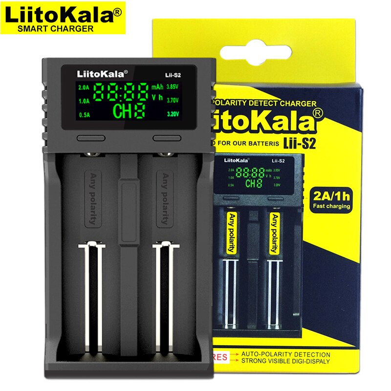 Liitokala lii -s2 lii -s4 caricabatteria, ricarica 18650 3.7v 18350 26650 21700 14500 batteria al litio nimh