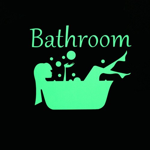 Badkamer Decoratieve Sticker Glow in The Dark Wc Deur Decoratie Sticker Home Decor Vinyl Art Wall Sticker DIY Luminous Mural: Green Light