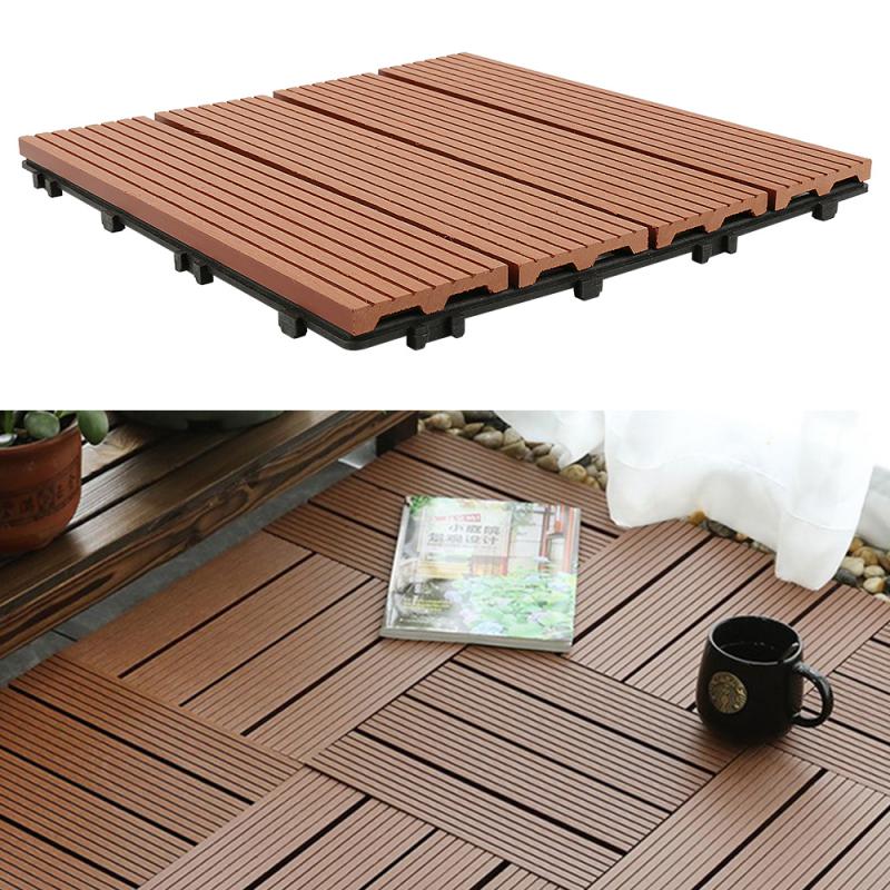 11 stücke zusammengesetzt Garten Boden Bord Holz Boden Textur Holz Fliesen Terrasse Fliesen Boden Fliesen Terrasse Abdeckt Balkon Boden HWC