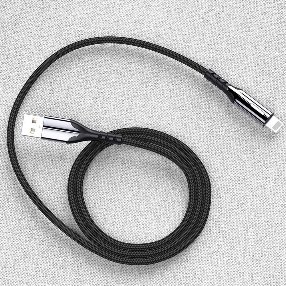 1M 2M 3M Dynamic LED Quick Charge Charger Cable For iPhone 7 8 6 6s Plus 11 X 5 5s SE iPad Origin Cord Wire Mobile Phone Cables: Black / 1m