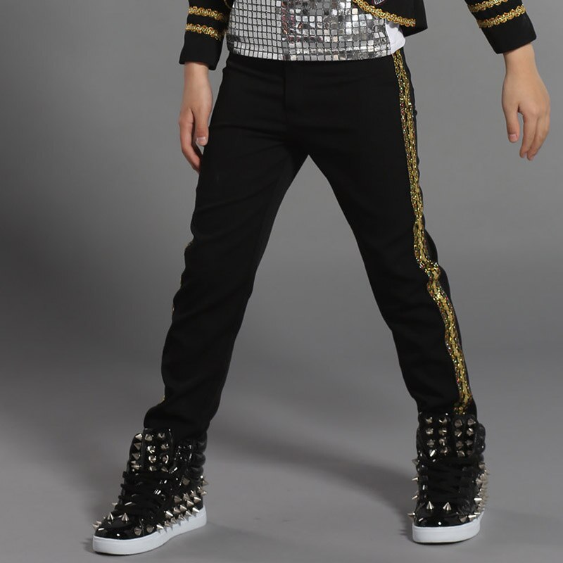Hip hop dans kostymer svarta byxor pojkar hiphop kläder barn byxor barn modern jazz scen dans performance wear  dn2972