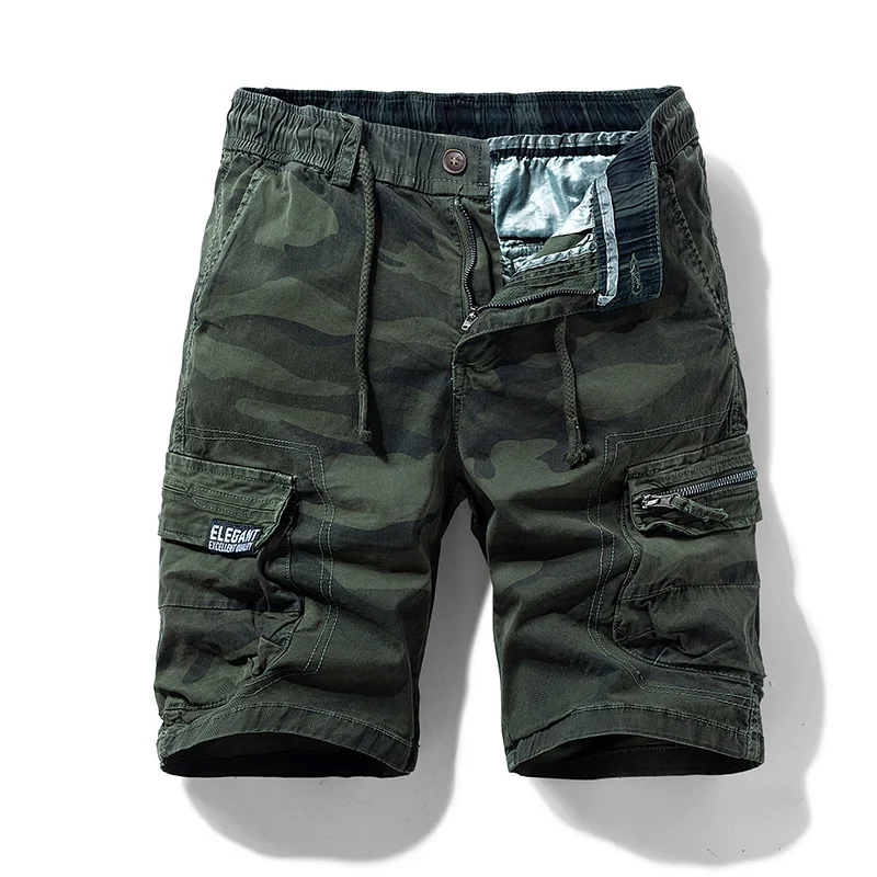 Herre sommer bomuld cargo camouflage shorts herretøj afslappet ridebukser bermuda strand joggers herre: 34 / Sort