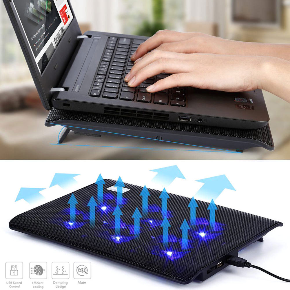 Draagbare Laptop Stille Koeler Met 6 Fans Koeling VOOR Pad 2 Usb-poorten Verstelbare Speed Computer Fan Base Plate Voor notebook PC