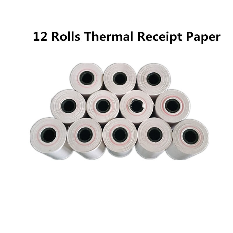 Universal Paper 57x30mm Thermal Receipt Paper for All Mini 58mm Inkless Wireless Bluetooth Thermal Receipt Printer Papel Termica: 12 Rolls