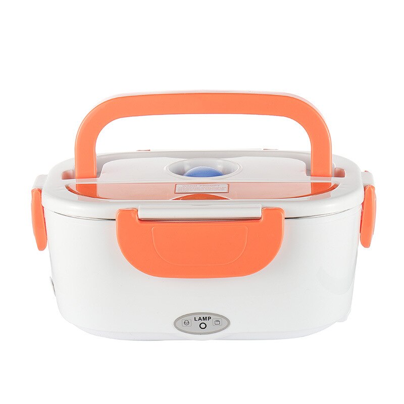 Fiambrera para calentar en coche de doble uso de 12V/ 110V y 220V, termostato para alimentos, recipiente calentador, Mini olla arrocera: Orange