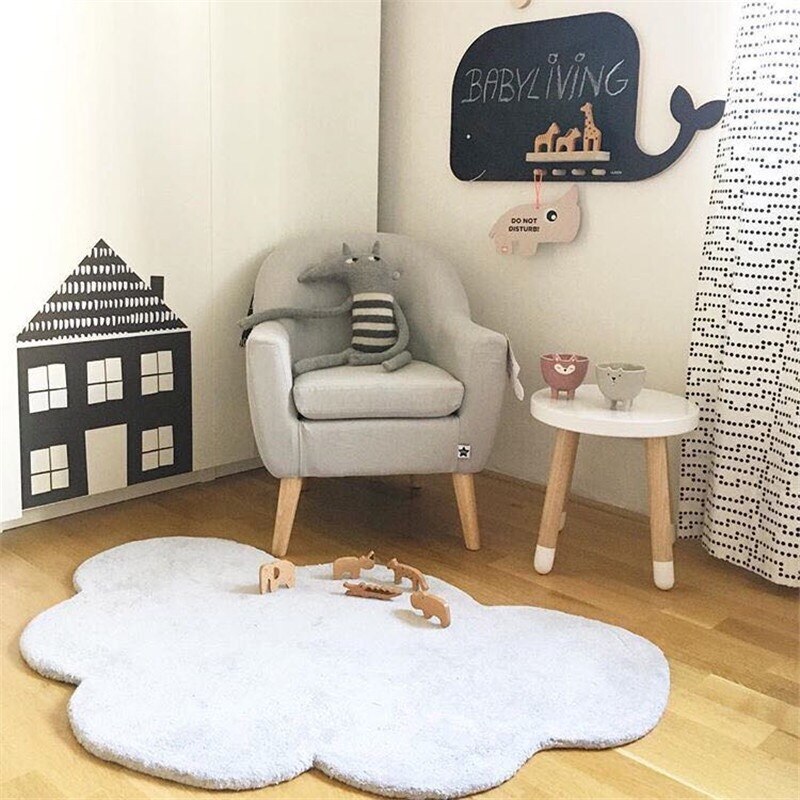 Cloud Baby Speelkleed Katoen Speelmat Kids Baby Tapijt Baby Games Gym Activiteit Pasgeboren Tapijt Fotografie Achtergrond Kamer Decoratie: white