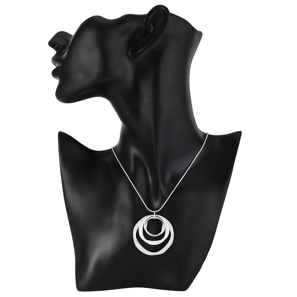 Dijes Nobel Plata de Ley 925 Bohemia tres círculos colgante collar para mujer boda joyería de navidad