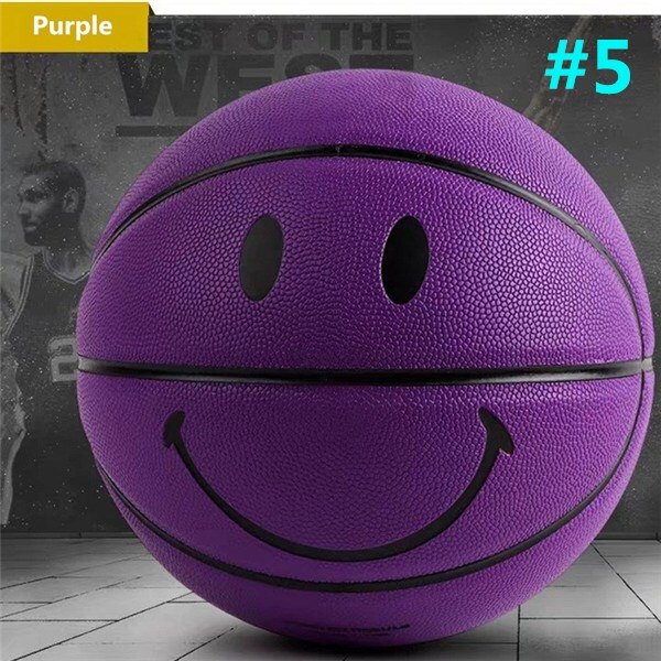 Men Youth 5#/7# Sports Basketball Smile Patterns Indoor Outdoor Training/Competition Basketballs Birthday: Size 5 Purple