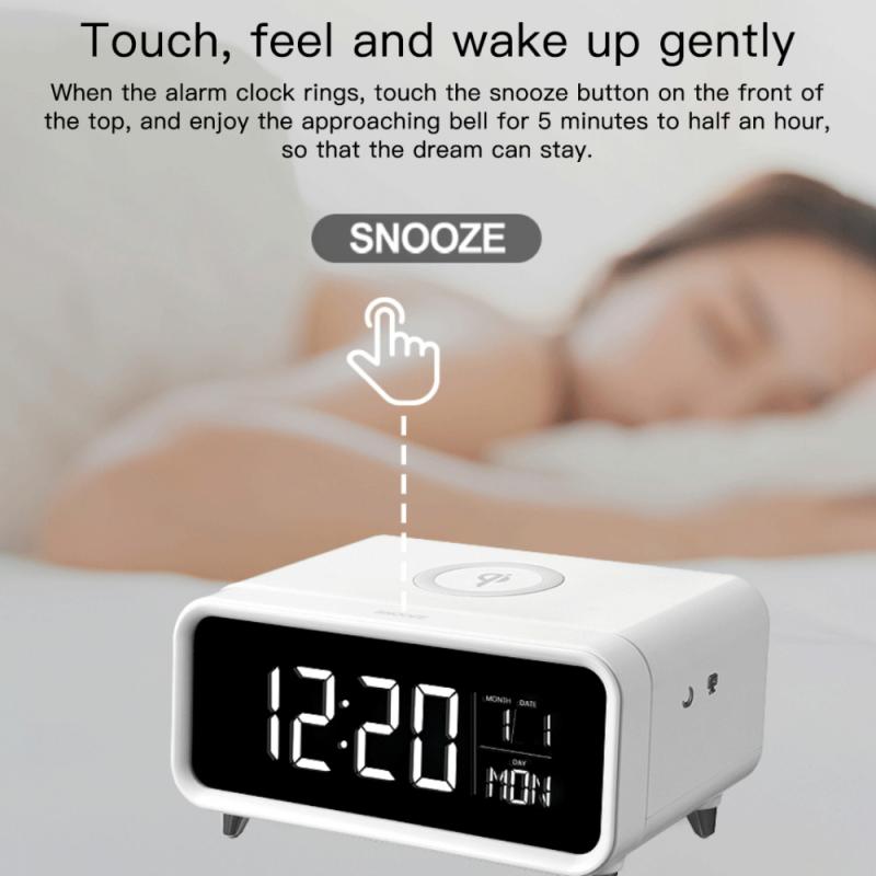 Wireless Phone Charging Digital LED Alarm Clock Radio Alarm Clock Speaker Display Home Decor Table Clock Despertador Night Light