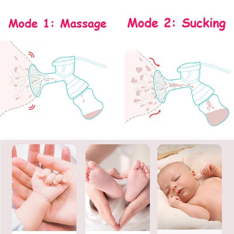 Enkele Dubbele Elektrische Baby Melk Borst Pompen Usb Krachtige Zuigkracht Tepel Pomp Met Fles Koude Warmte Pad Borstvoeding Gereedschap
